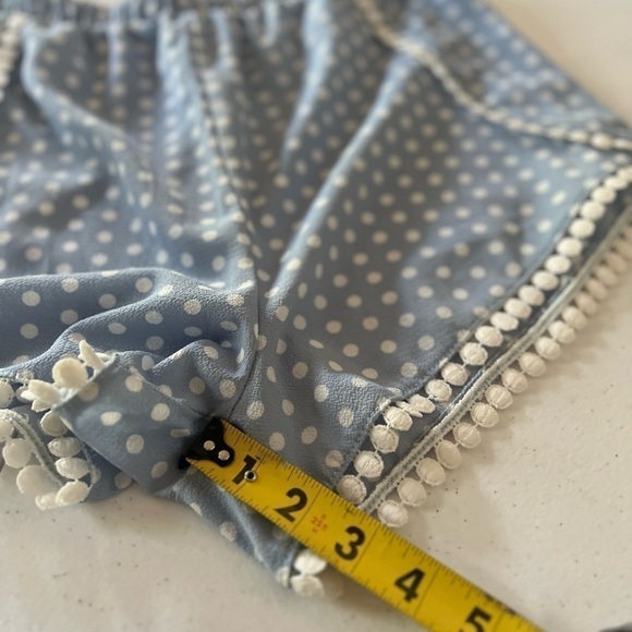 sadie sage Shorts Size XS Made In USA Powder Blue Polka Dots Pom Poms Boho - Picture 6 of 6